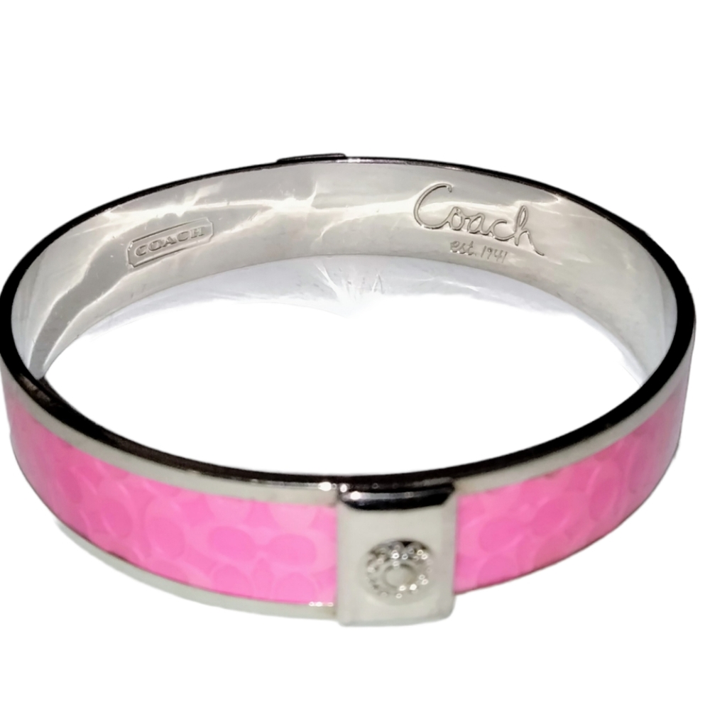 Coach Pink & Silver Signature Bangle Bracelet